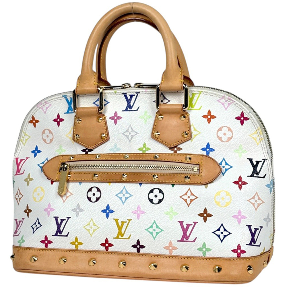 Louis Vuitton Alma handbag, Monogram Multicolor, Blanc (white), M92647, women's.